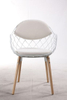 White Metal Wire Chair American Wooden Foot with Cushion And Back Pad