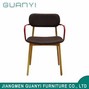 Hot Sale Fabric High Back Solid Wood Leg Dining Chair with Armrest