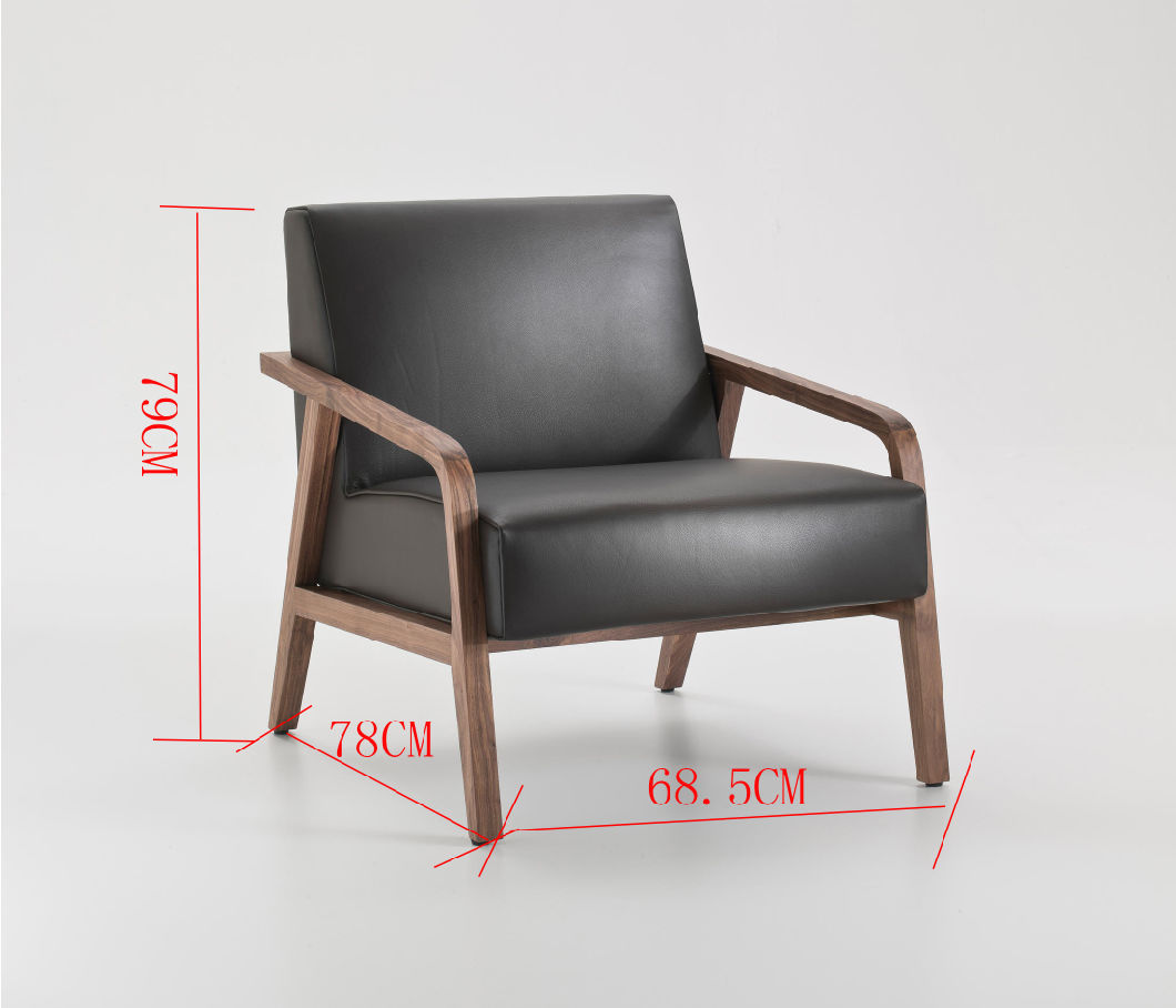 2018 Solid Ash Wood with PU Leather Foam Seat Armchair