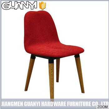 Red Color Modern Wooden Cylindrical Legs Dining Furniture with Backrest