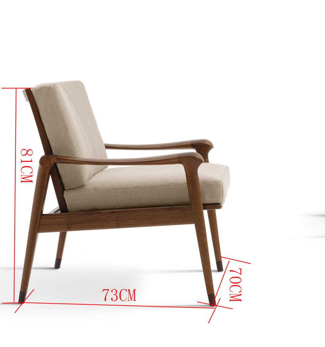 2018 Solid Ash Wood with Arm Fabric Foam Seat Armchair