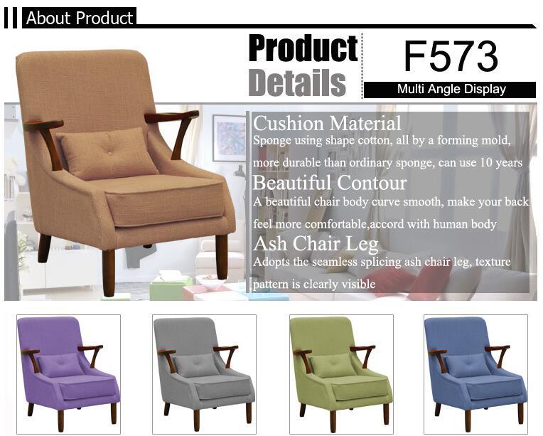 Orange Color Wooden Legs Cheap Modern Sofa with Soft Cushion