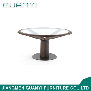 Modern Glass Top Wooden Leg Metal Restaurant Hotel Furniture Table