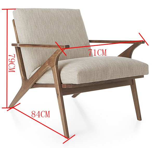 New Solid Ash Wood with Fabric Foam Armchair Living Room