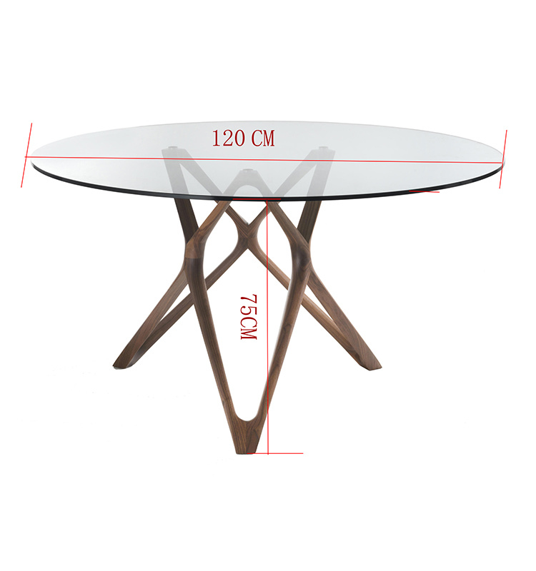 2019 New Fashion Glass Round Wooden Dining Sets Table