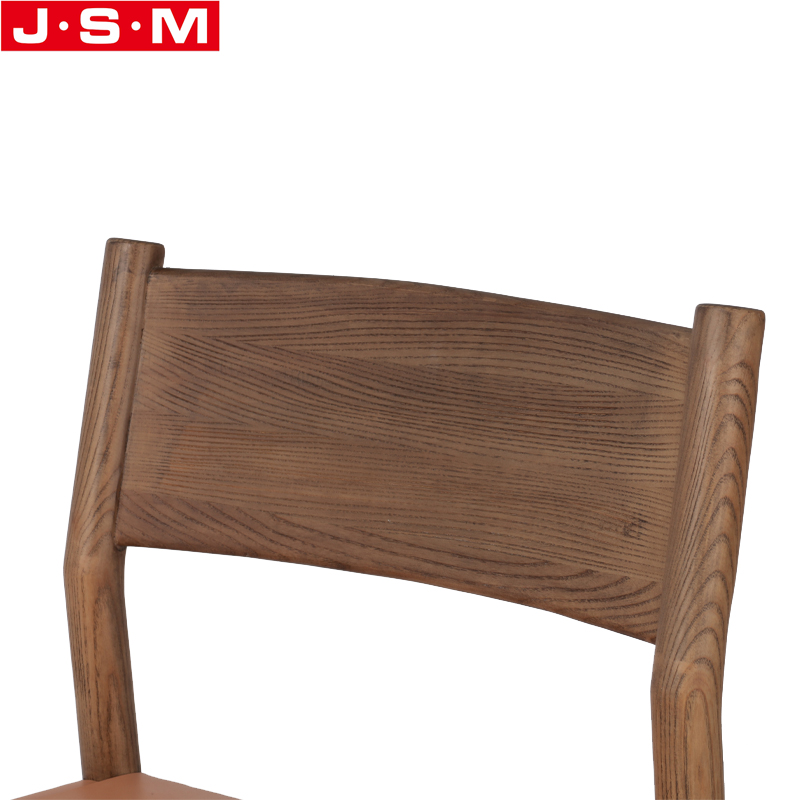 Contemporary American Ash Solid Wood Pu Leather Woven Seat Barstool