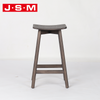 Nordic Designer Restaurant Small Wooden Leather Woven Ash Timber Frame Stool