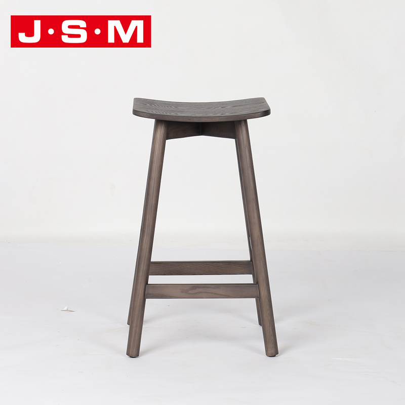 Nordic Designer Restaurant Small Wooden Leather Woven Ash Timber Frame Stool