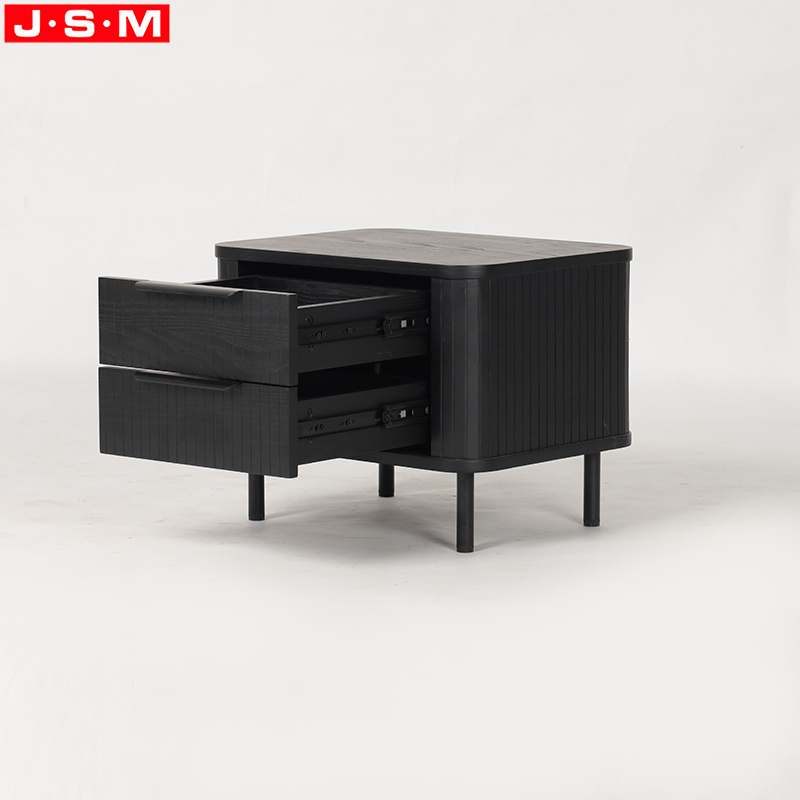High Quality Home Furniture Ash Timber Frame Bedside Cabinet Black Colors Bedside Cabinet With Drawers