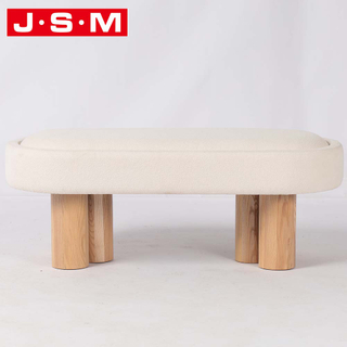 Nordic Style Bedroom Bench Wood Legs Upholstered Fabric Bench Seat