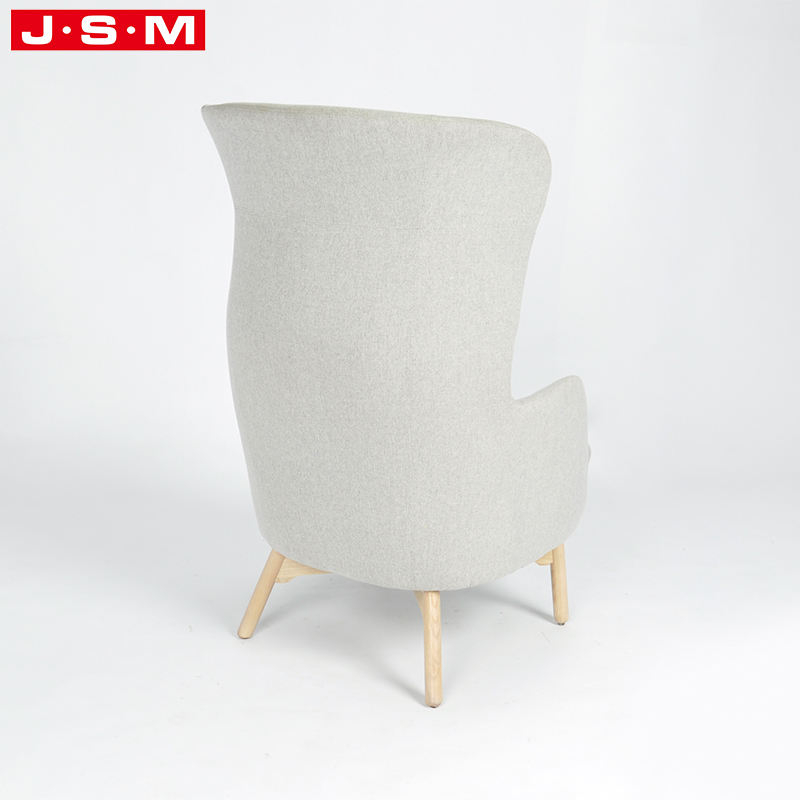 Modern Office Balcony Outdoor Wooden Frame Leisure Chair Cashmere Armchair And Footstool
