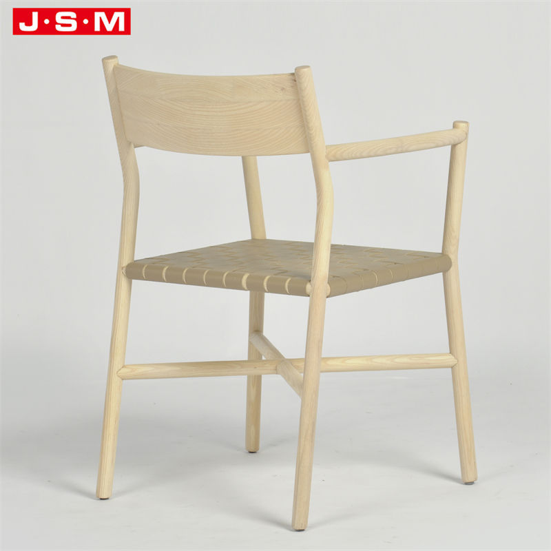 2022 New Designer Cream Caramel Leather Room Furniture Dining Chair With Arms