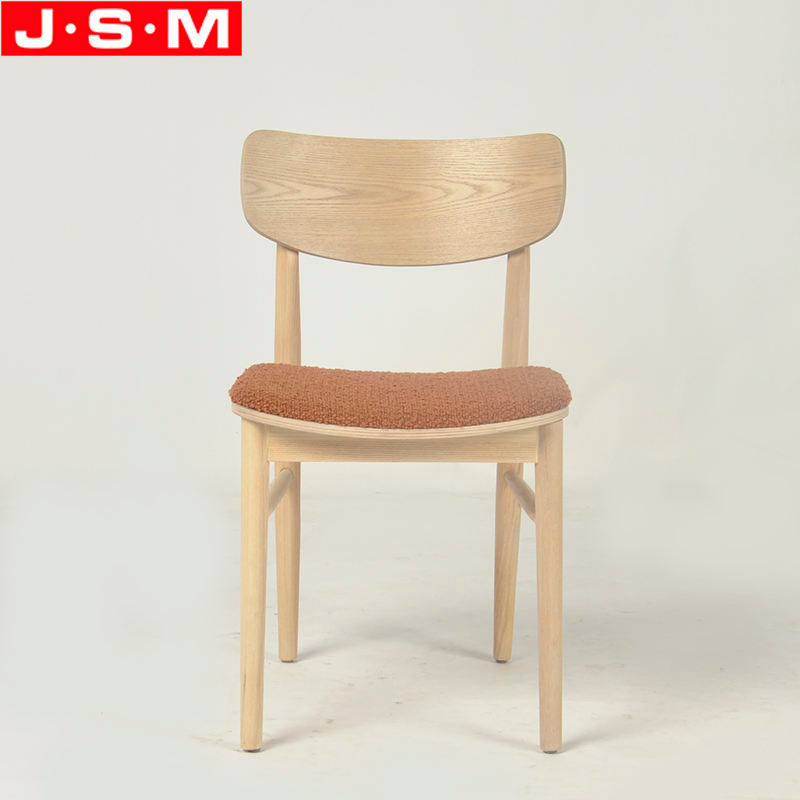 Hot Sale New Modern Ash Timber Frame Buff Dining Chair With Cushion Seat