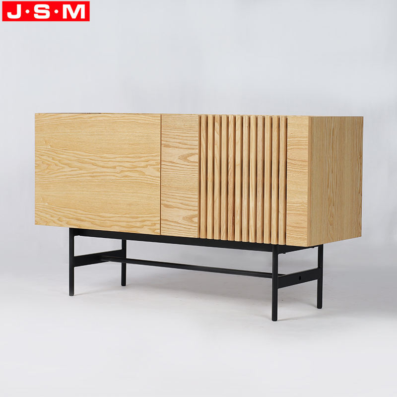 Metal Base Wooden Veneer Carcase TV Storage Cabinet For Living Room