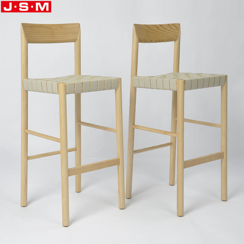 Industrial Design Outdoor Kitchen High Solid Wooden Leg White Bar Stool