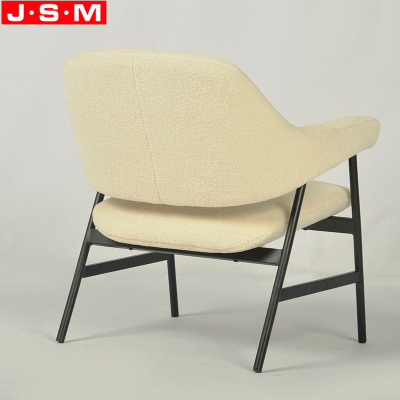 Leisure Chair Household Home Office Wooden Frame Metal Base White Armchair
