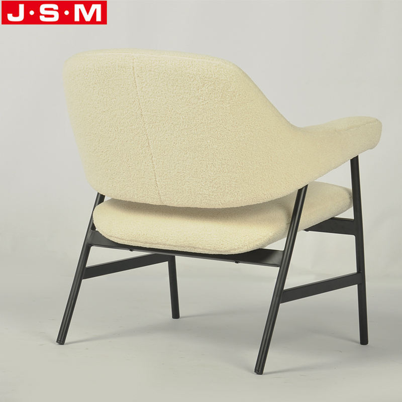 Leisure Chair Household Home Office Wooden Frame Metal Base White Armchair