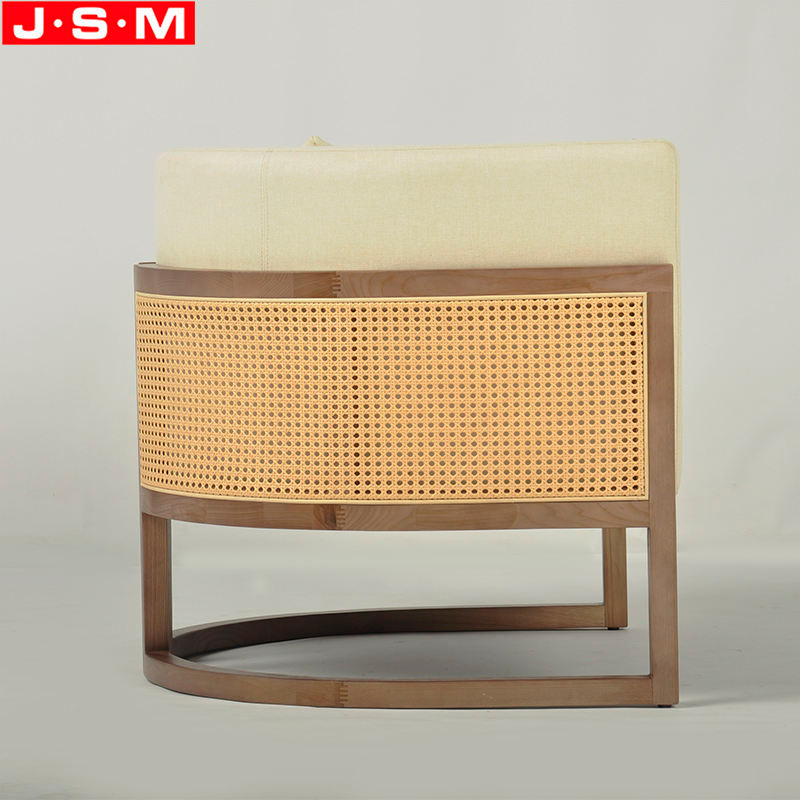 Modern Ash Timber Base Leisure Chair Living Room Armchair Cushion Fabric Single Armchair