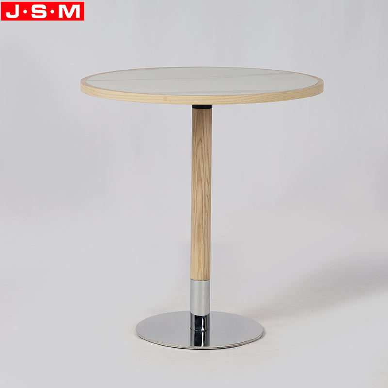 Living Room Coffee Table Stainless Steel Base Round Rock Slab Table Top Tea Table