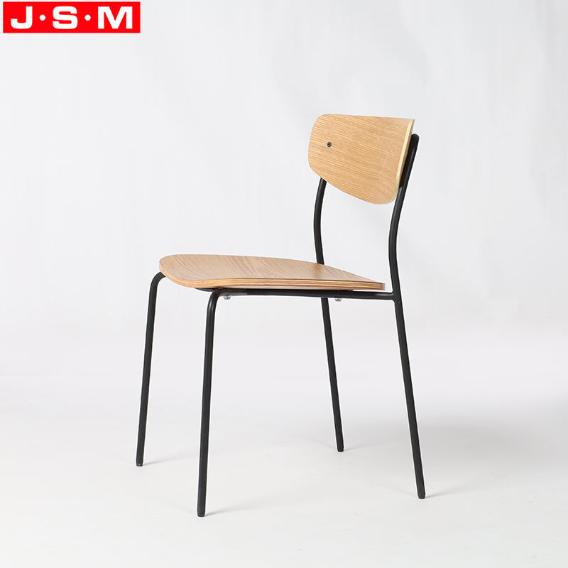 Simple Design Dining Chair Plywood Metal Frame Dining Chair Can Stackable