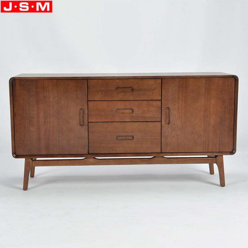 Brown Ash Timber Base Wooden 3 Drawer 2 Door Living Room Cabinet