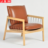 Modern Lounge Living Room Outdoor Garden Wood Frames Leather Upholstered Armchair