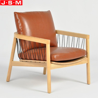 Modern Lounge Living Room Outdoor Garden Wood Frames Leather Upholstered Armchair