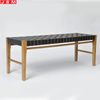 Modern Park Garden Patio Woodworking Leather Wooden Flat Ottoman Benches