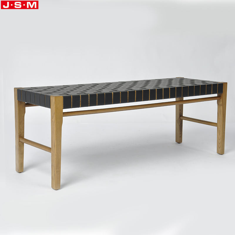 Modern Park Garden Patio Woodworking Leather Wooden Flat Ottoman Benches