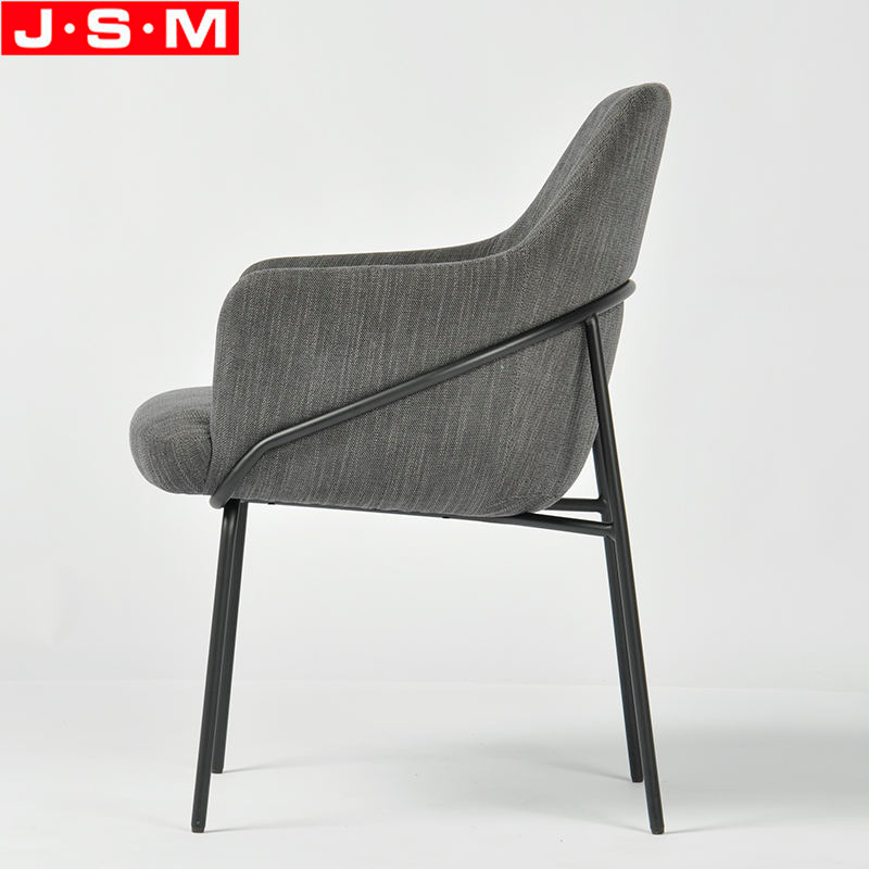 Italian Designs Kitchen Black Upholstered Legs Dining Chair With Arm Rest