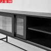 Hot Sale Metal Base Tempered Glass Decoration Living Room TV Cabinet With Sliding Door