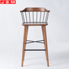 Nordic High Stool Bar Chair Furniture Antique Wooden Bar Stool Chair With Iron Backrest