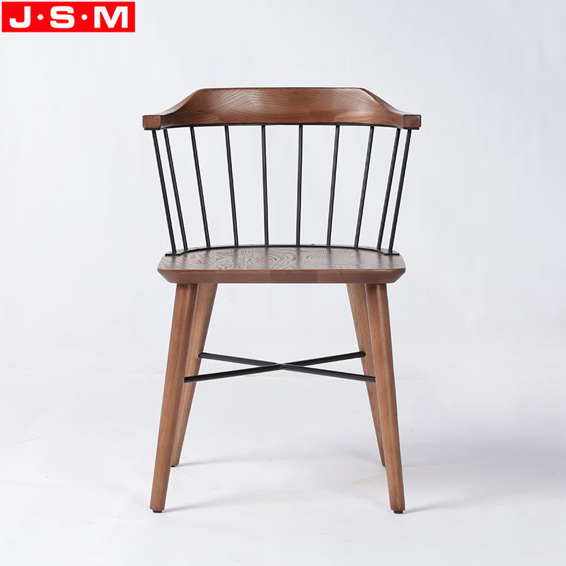 Factory Made Vintage Cafe Shop Iron Backrest Simple Style Wooden Restaurant Dinning Chairs