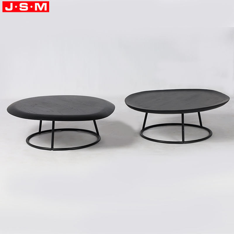 Customized Color And Size Coffee Table Metal Leg Buff Veneer Top Tea Table