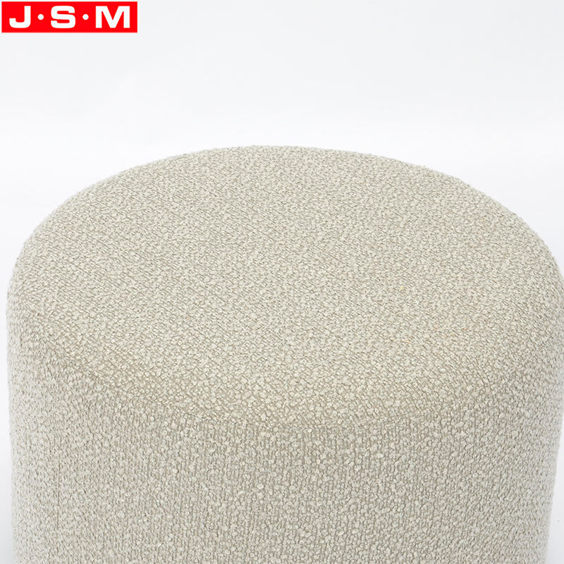 Custom Color Wooden Frame Ottoman Stool Foam And Fabric Round Pouf Ottoman