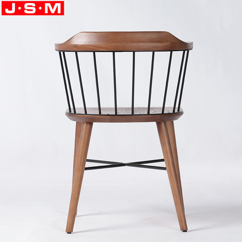 Factory Made Vintage Cafe Shop Iron Backrest Simple Style Wooden Restaurant Dinning Chairs