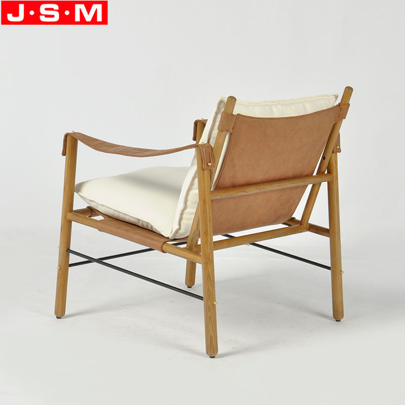 Modern Comfortable Lounge Terrace Living Room Upholstered Wood Armchairs