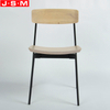 Minimalist Outdoor Patio Restaurant Solid Wood Back Metal Frame Dining Chair