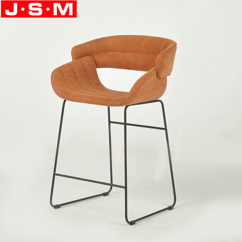Modern Fabric High Bar Chair Metal Base Barstool Counter Upholstered Stools