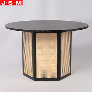 Wholesale Nordic Dinner Set Furniture Ash Wood Artificial Rattan Dining Table
