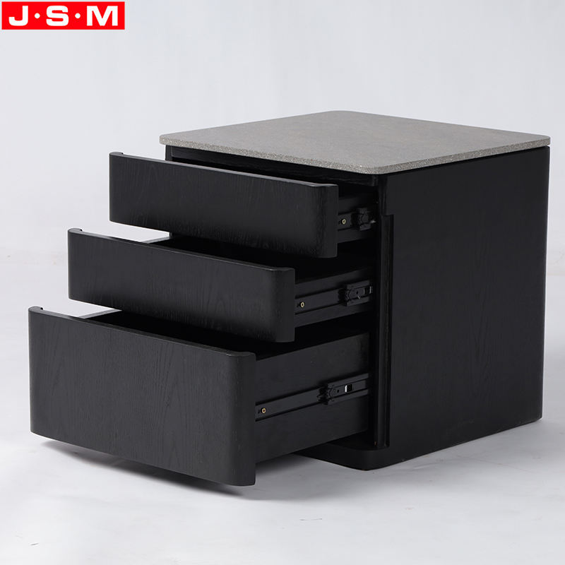 Factory Wholesale Man Made Stone Side Table Nightstand Cabinet With 3 Drawers