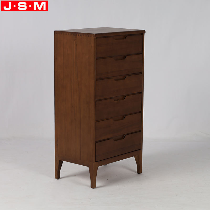Home Bedroom 6 Drawer Veneer Carcase Cabinet Wooden Living Room Storage Cabinet