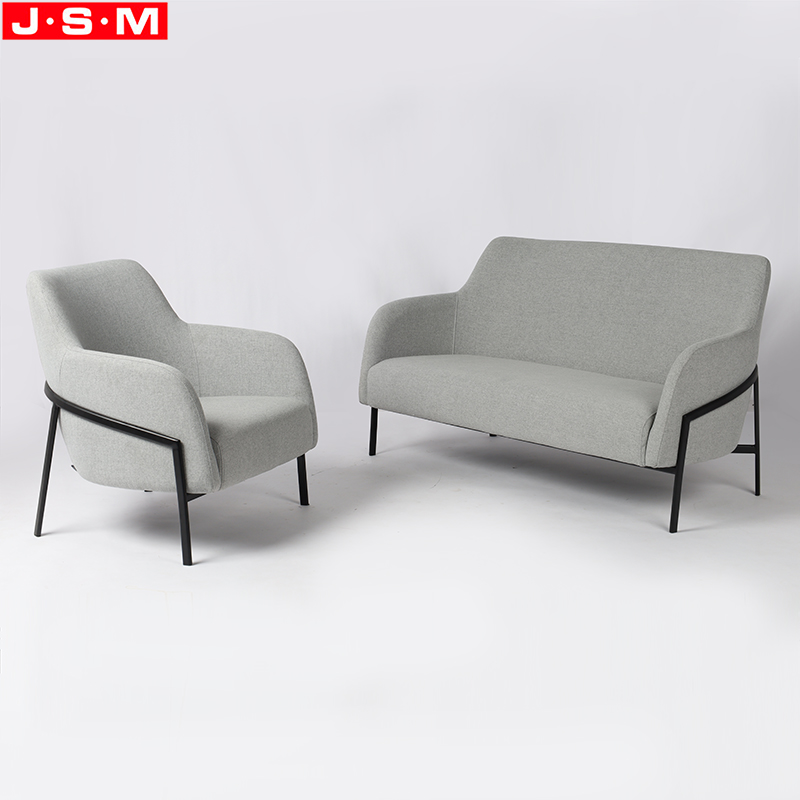 Gray Simple Wooden Comfortable Accent Metal Frame Fabric Armchair