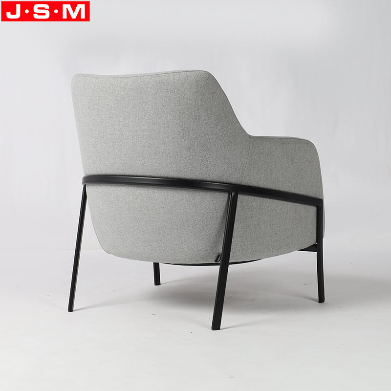Gray Simple Wooden Comfortable Accent Metal Frame Fabric Armchair