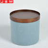 Moveable Timber Tray Round Cushion Base Modern Storage Fabric Ottoman Stool