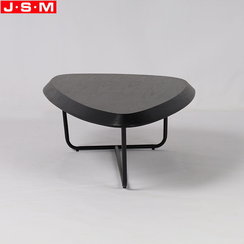 Modern Cocktail Living Room Metal Base Desktop Ash Timber Table Top Tea Table