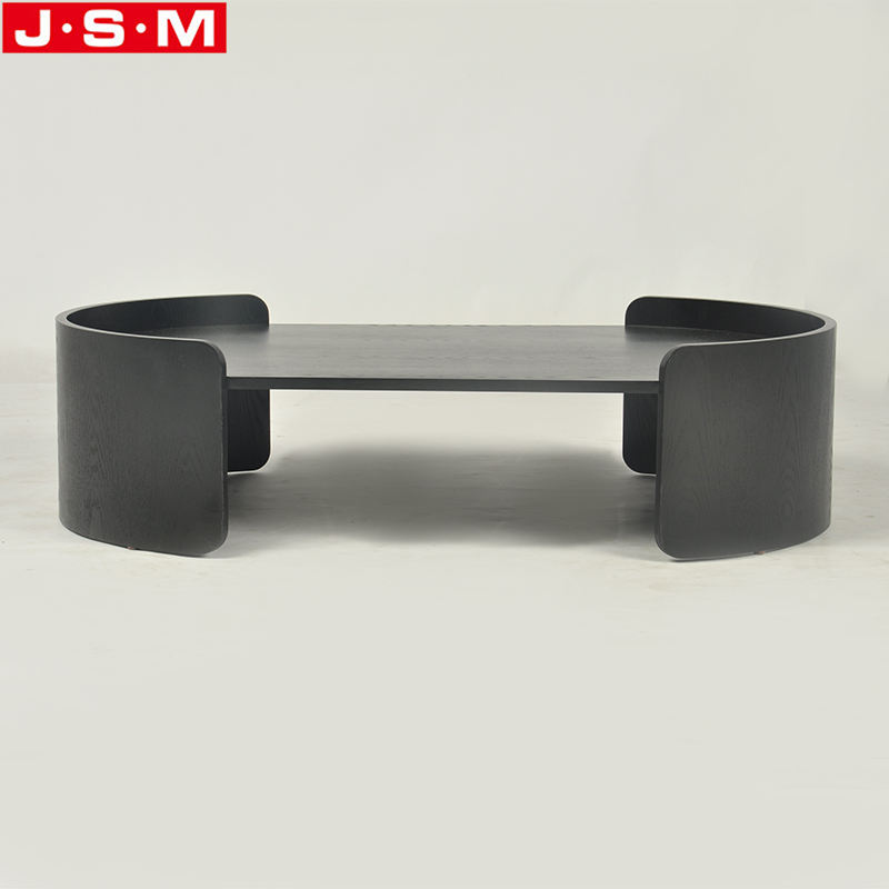 Modern Living Room Veneer Oval Black Coffee Wooden Tea Table