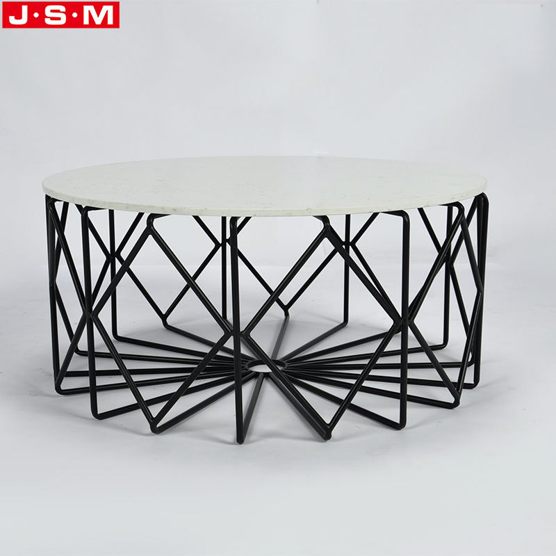 Metal Living Room Rock Slab Table Top Coffee White Round Tea Table