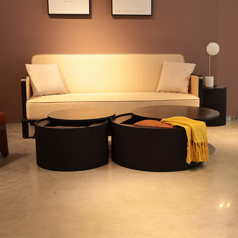 New Style Customization Solid Wood Round Corner Have Storage Tea Table