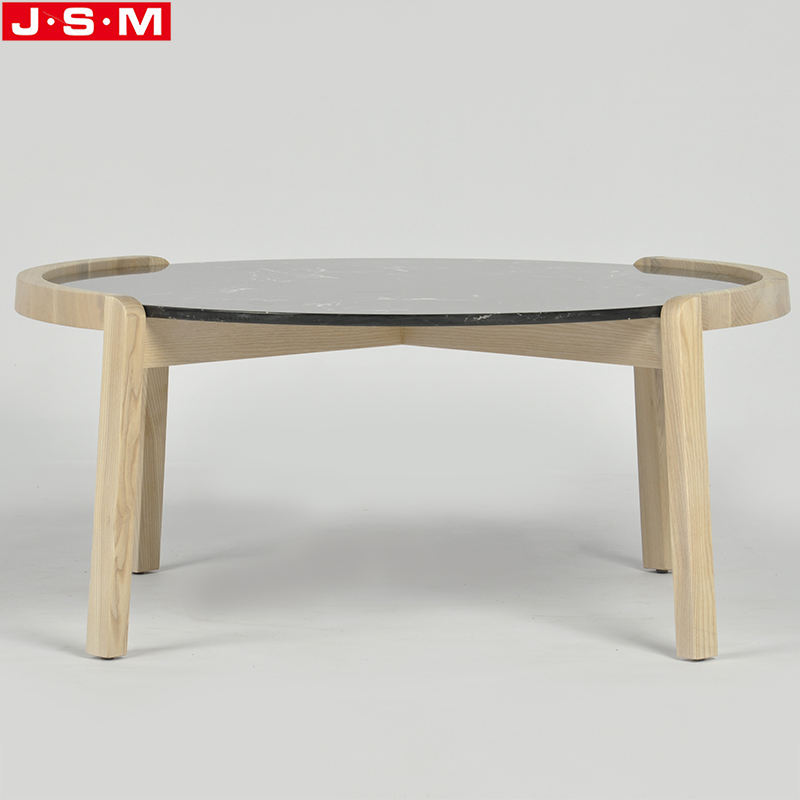 Outdoor Home Wooden Base Modern Living Room Round Tea Table Rock Slab Round Coffee Table